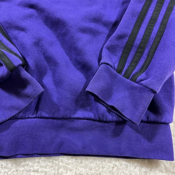 Adidas Hoodie Mens Small Purple Pullover Black Stripe Hooded Activewear - Picture 9 of 9